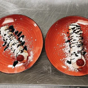 two plates of dessert