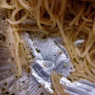 Bottom of dish, hardly any sauce.