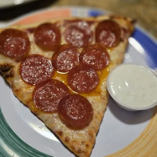 Slice of pepperoni with ranch
