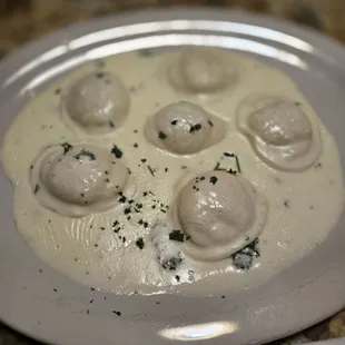 Lobster ravioli with alfredo sauce