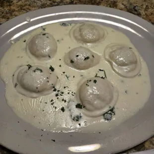 Lobster ravioli with alfredo sauce