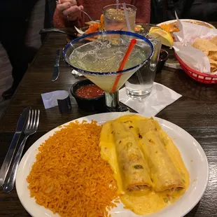Chicken Enchiladas and House Margarita