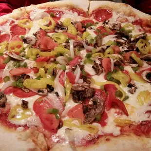 Veggie with pepperoni.