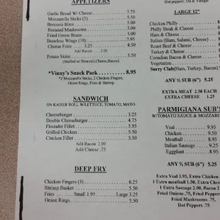 menu