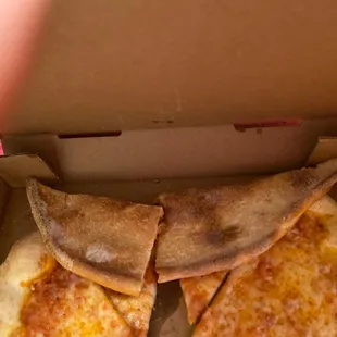 Pizza just shoved in box!!!