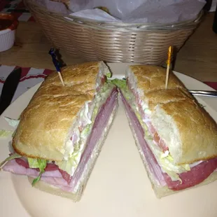 Panini with genoa salami and ham