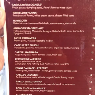 menu