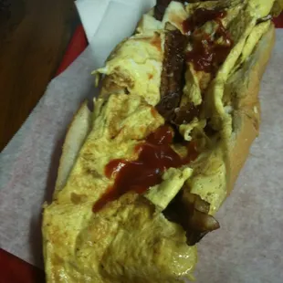 Bacon egg and cheese on Italian hoagie roll