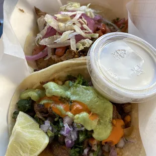 Chicken Taco and al pastor taco