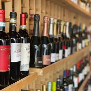 bottles of wine on shelves