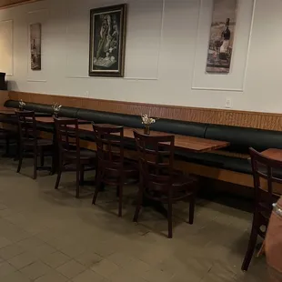 Booth seating and chairs