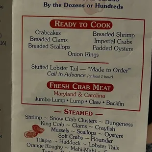 menu