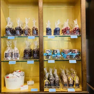 a display case full of chocolates