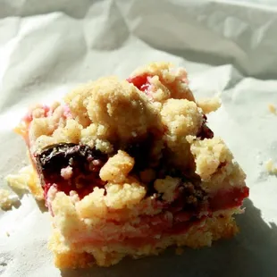 a piece of cranberry pie