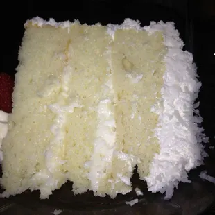 a slice of white cake