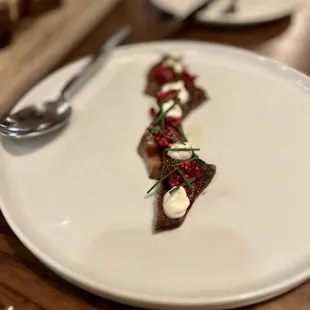 Beef tongue with marrow toast