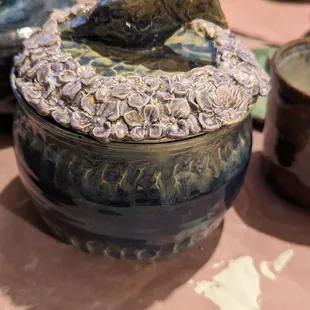 Silicone Hydrangea mold used for pottery detail.