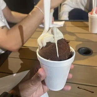 Chocolate italian ice + peanut butter froyo
