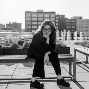Senior portrait, rooftop of Kansas City Public Library Central Branch