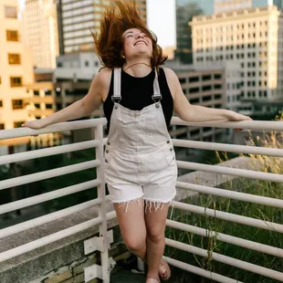 Senior portrait, rooftop of Kansas City Public Library Central Branch, downtown Kansas City