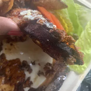 Burnt chicken old sandwich