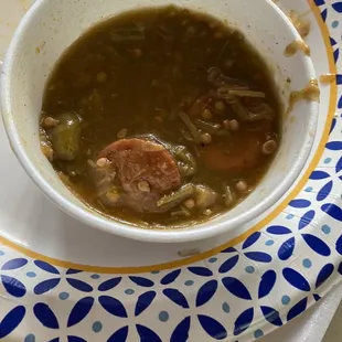 a bowl of soup on a plate