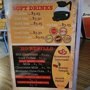 Iced coffee a must! Drink menu