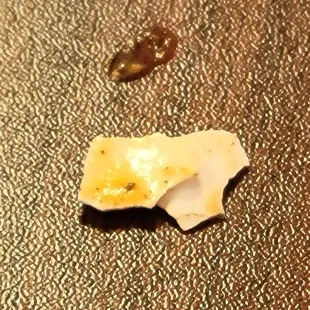 Egg shells in the omelet (this was about half of them)