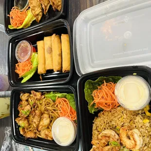 a variety of asian food