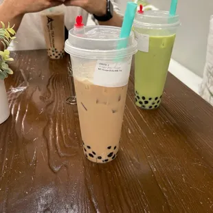 House milk tea, thai green milk tea, winter melon milk tea