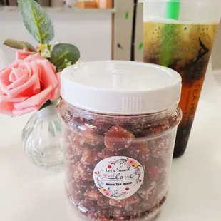 Homemade sweet, sour, and spicy candied tamarind. A nice little snack with a spicy kick.