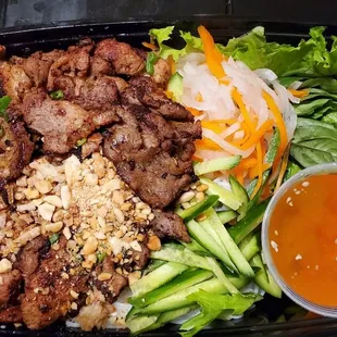 Noodle bowl - it usually comes with an egg roll