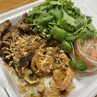 a plate of asian food