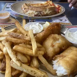 Fish &amp; Chips with Corn Beef Rubin.