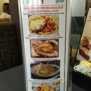 Gluten-free menu options as of 12/31/15.