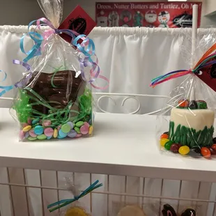 three bags of chocolate eggs