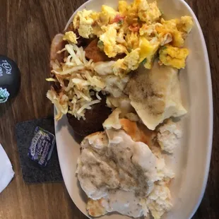 Eggs biscuit and gravy