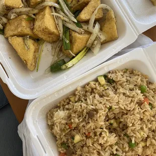 Salt &amp; pepper tofu and Vegetable Fried Rice with no egg