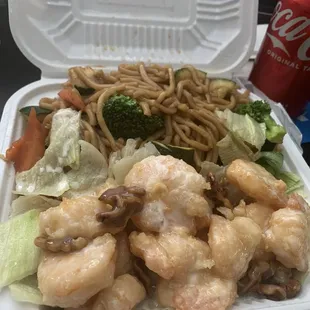 Dinner Combination Plate walnut prawn