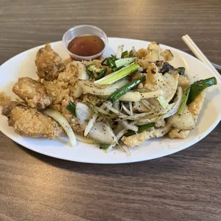 Salt and Pepper Calamari and Szechuan chicken