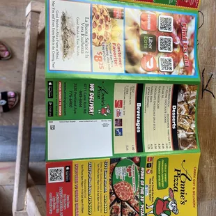 the menus of the restaurant