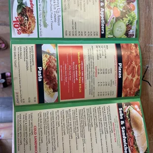 a menu for a restaurant