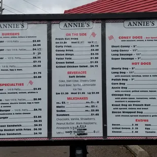 Annie's Menu