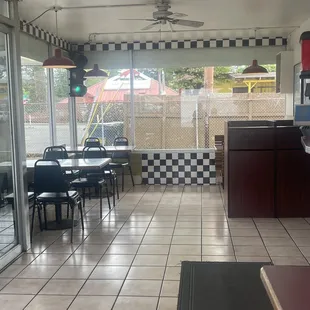 the inside of a restaurant