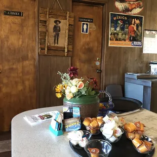 a table with food on it