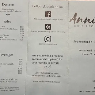 Menu outer pages