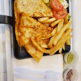 Spicy pork quesadilla