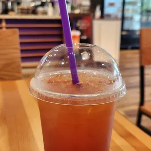 Strawberry green tea is excellent! Not too sweet.