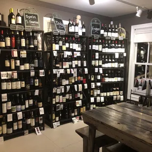 One of the walls of retail wine