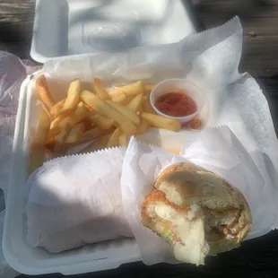 Fish and fries sandwich
